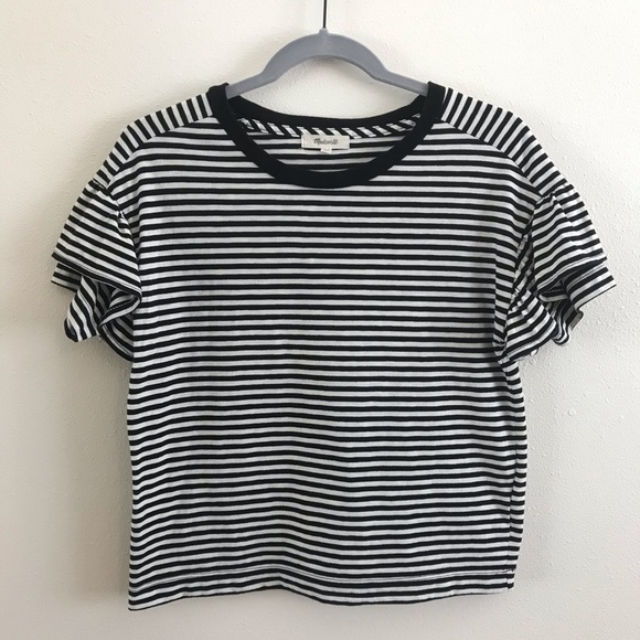Madewell Tops - ❤SALE❤ Madewell Ruffle-Sleeve Striped Tee